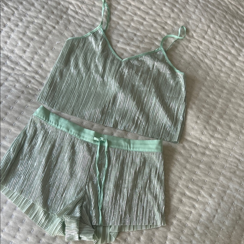 Victoria's Secret Mint Green Striped Pajama Set
